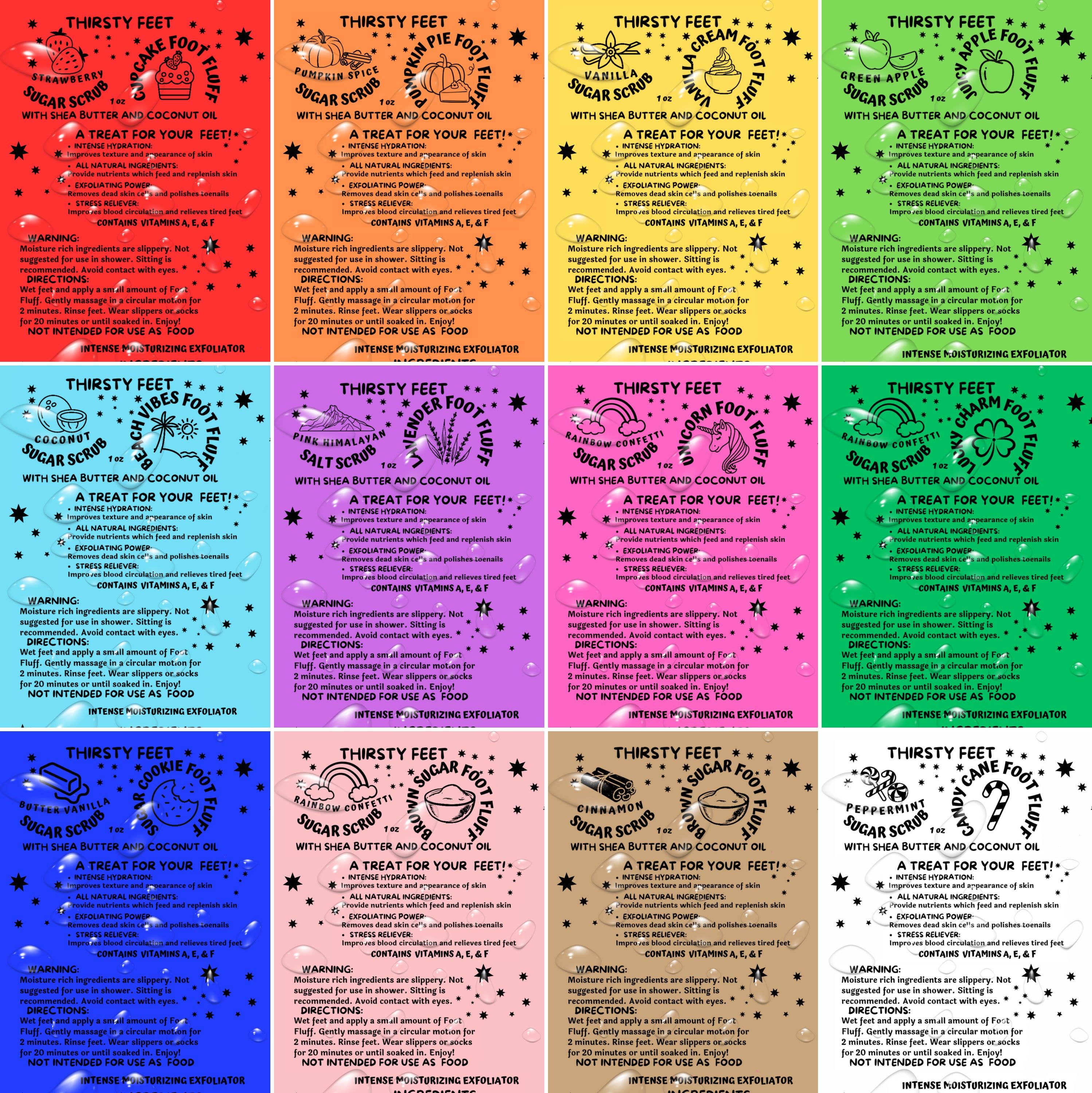 THIRSTY FEET®️ - Vente Gommage/exfoliant pour les pieds - Pack d'échantillons variés de peluches pour pieds Thirsty Feet3