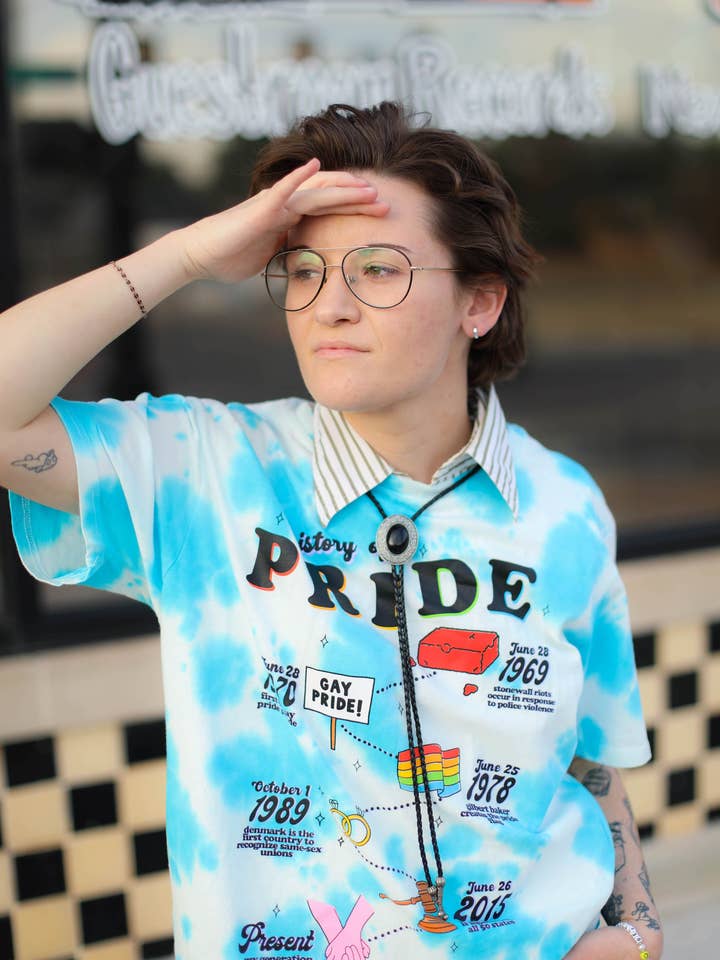 The Peach Fuzz - Wholesale Screen Printed T-Shirt - Unisex - History Of Pride Tie Dye Shirt