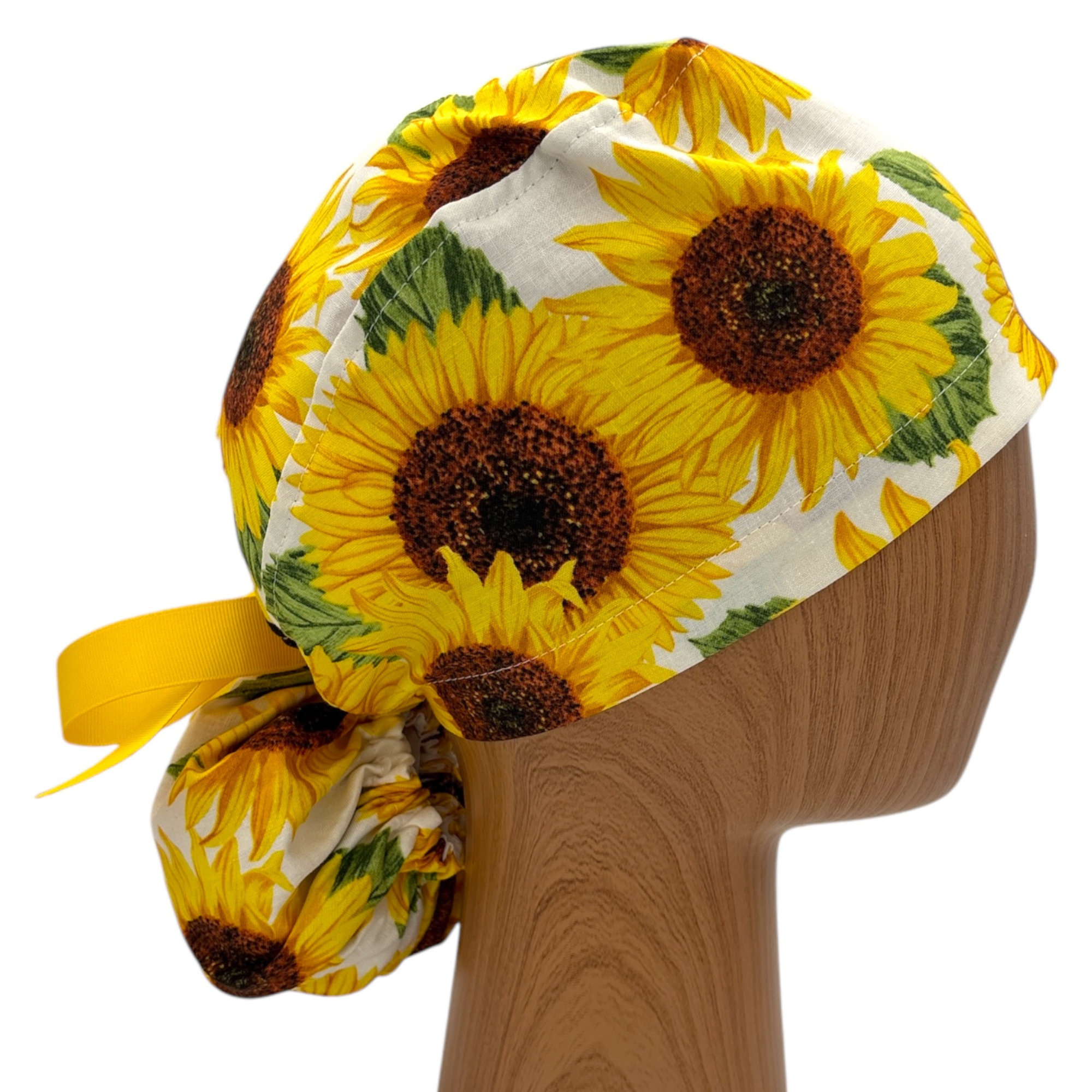 SewingLabPlus - Wholesale Healthcare Uniform - Women's - Summer Sunflower Ponytail Scrub Cap0