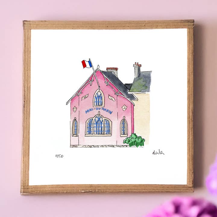 Aquarela: "Abrigo do Marinheiro", Bénodet, Bretanha, FR (15x15cm) por atacado de Atelier Nunila