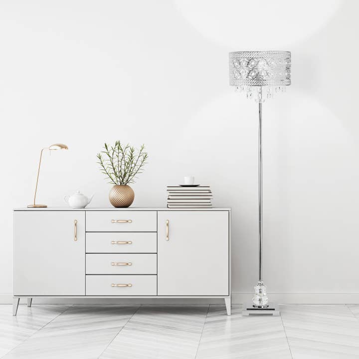 River of Goods - Wholesale Floor Lamp - 60.5"H Harley Polished Nickel Floor Lamp