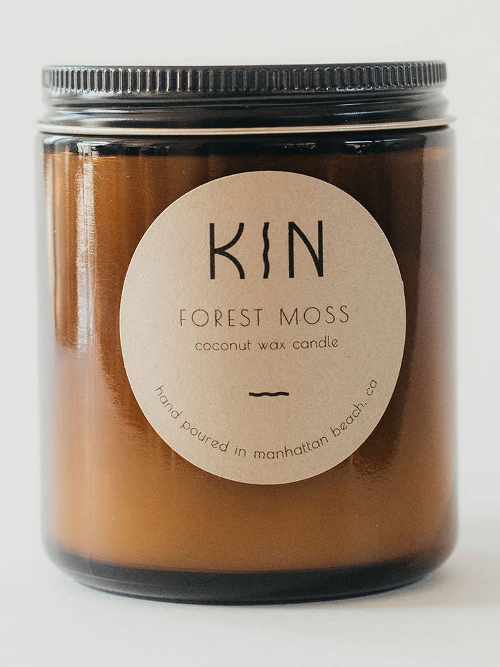 Forest Moss- 8oz Amber Jar for wholesale by Kin Candle Co.