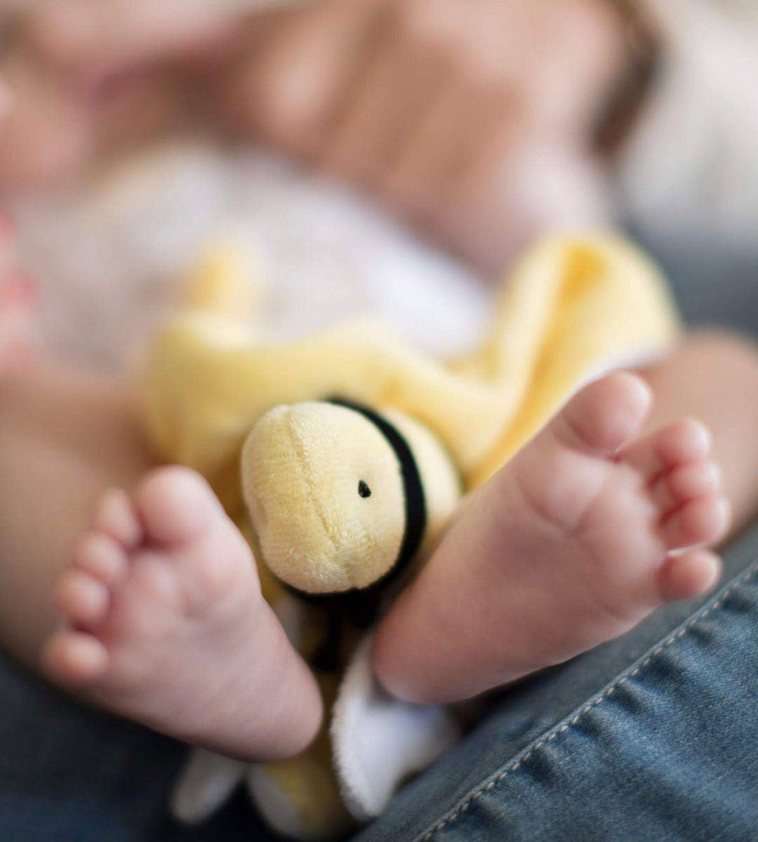 Sunshine Hold Me Bee Organic Plush Lovey for wholesale on Faire1