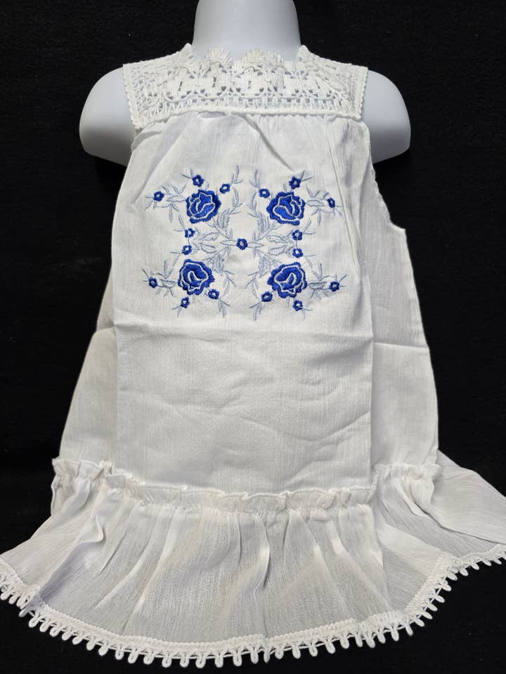 Girls' Embroidered Cotton Dress – Imported from Greece for wholesale by 2 Greeks Inc