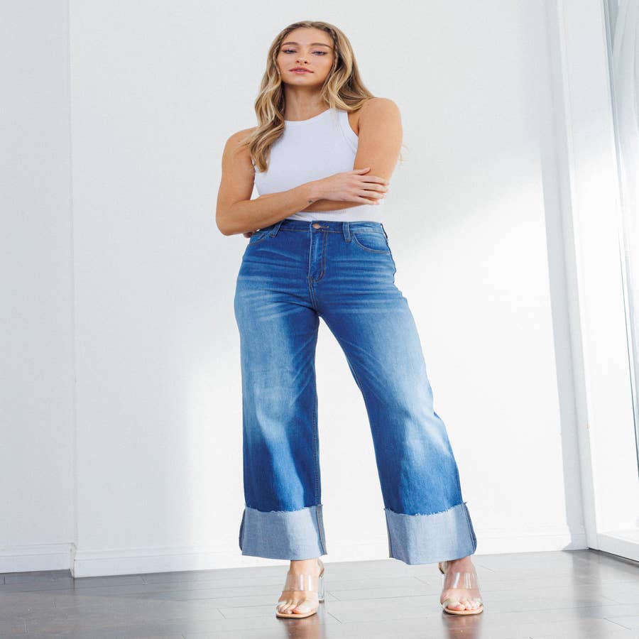 m. rena High Waisted Denim Leggings (One Size Fits Most) in Indigo