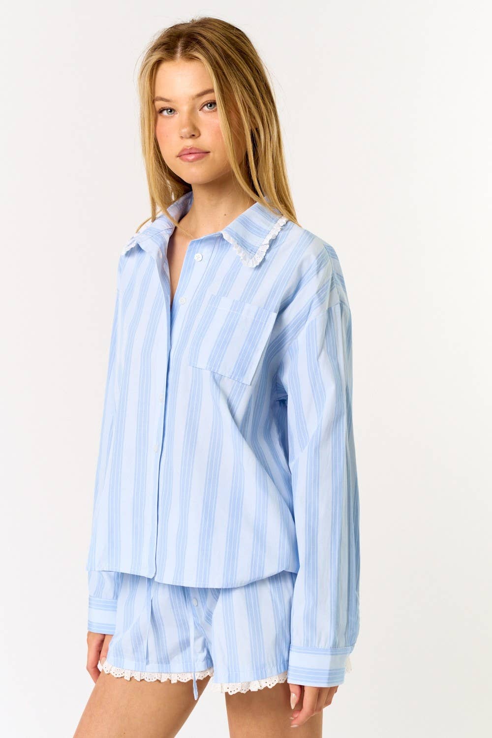 SKY IBS32380 Striped Pajama Top & Shorts Set for wholesale on Faire3