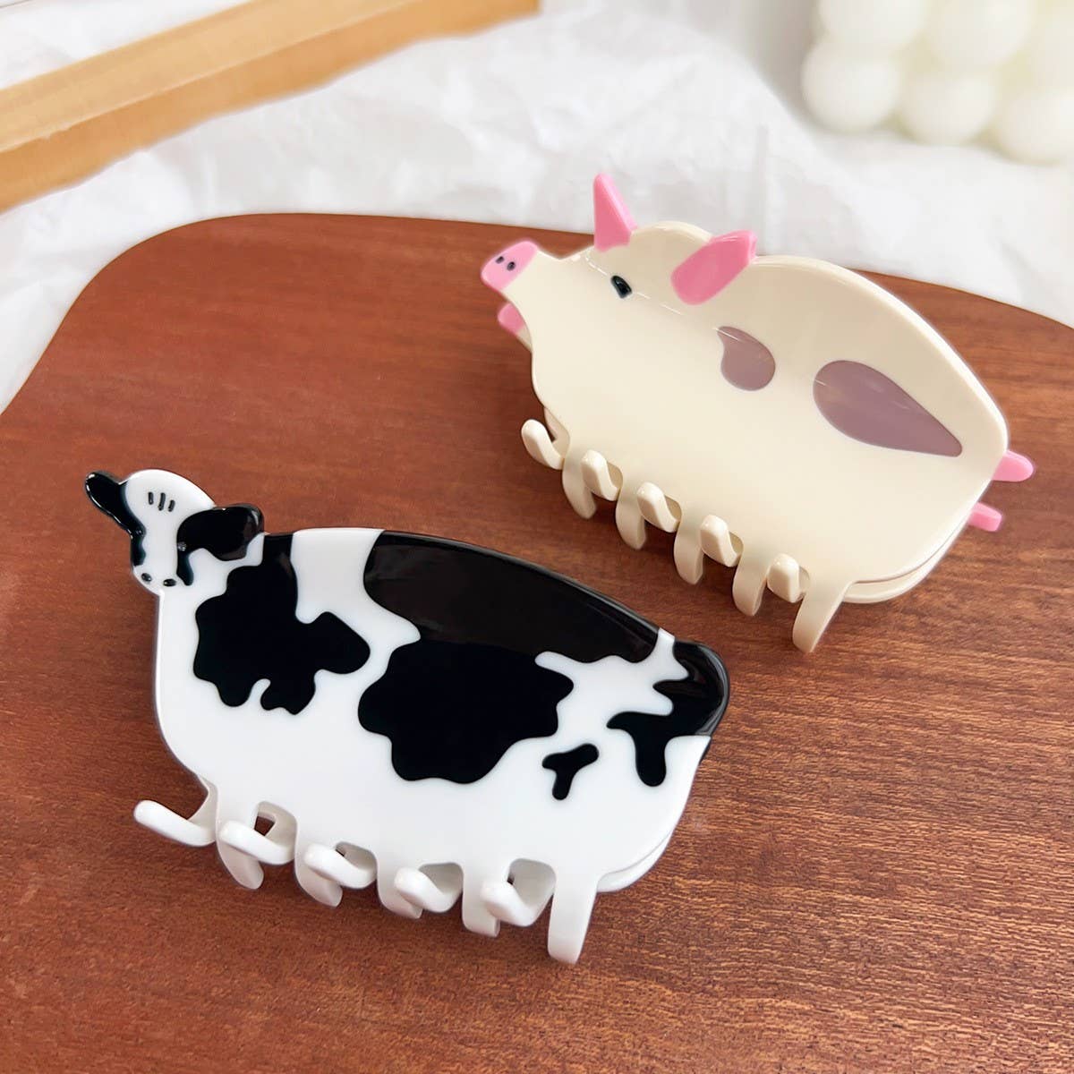 ACCITY - Wholesale Hair Clip - Women's - Fun Animal Patchwork Hair Claw - Cute Pig Cow Clip_CWAHA14934