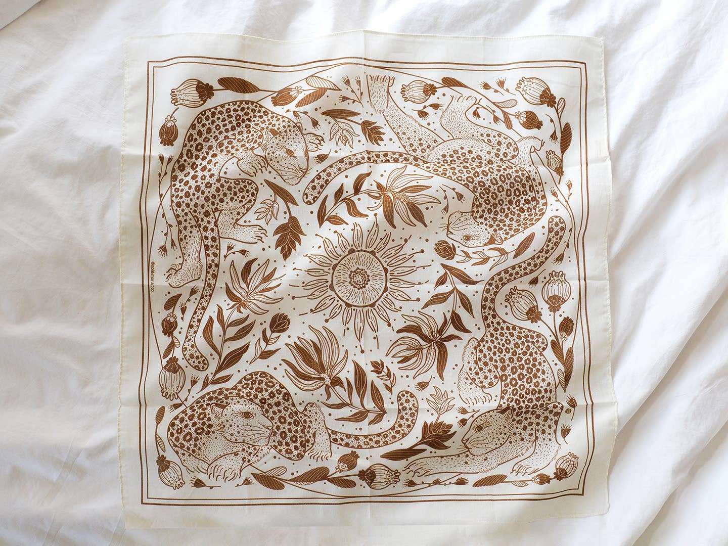 sol&mar art co. - Wholesale Bandana - Unisex - Leopard, and the Sun Bandana Scarf (Off-White/ Redesigned)2