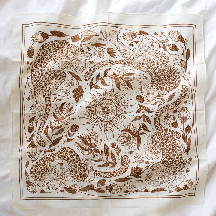 sol&mar art co. - Wholesale Bandana - Unisex - Leopard, and the Sun Bandana Scarf (Off-White/ Redesigned)2