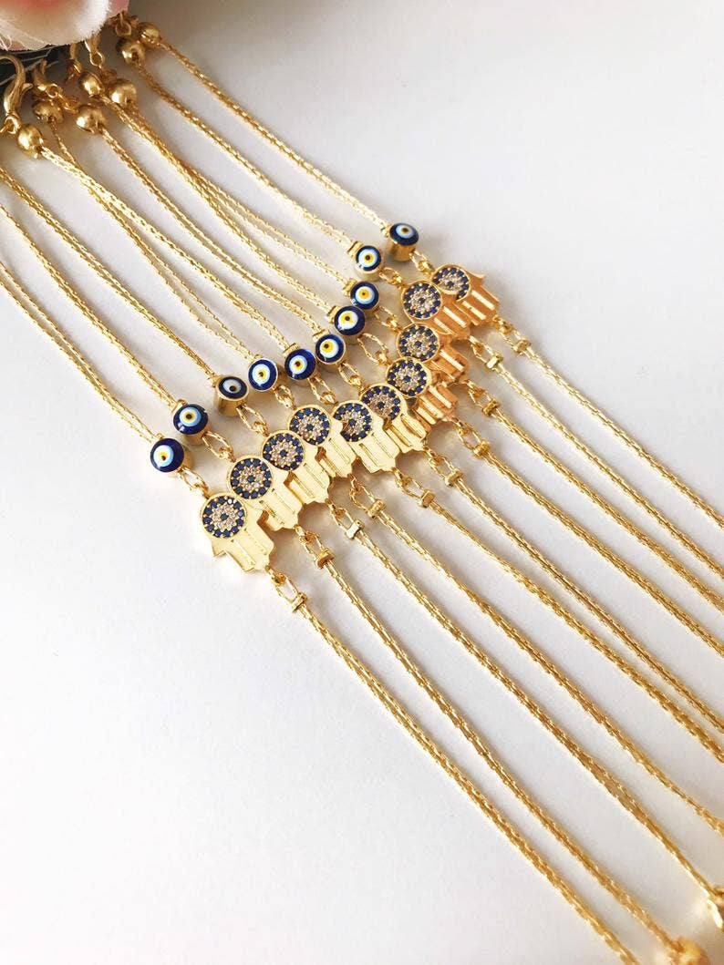 Evileyefavor - Wholesale Charm/Dangle Bracelet - Hamsa Evil Eye Bracelet, Gold Chain Bracelet, Greek Jewelry6
