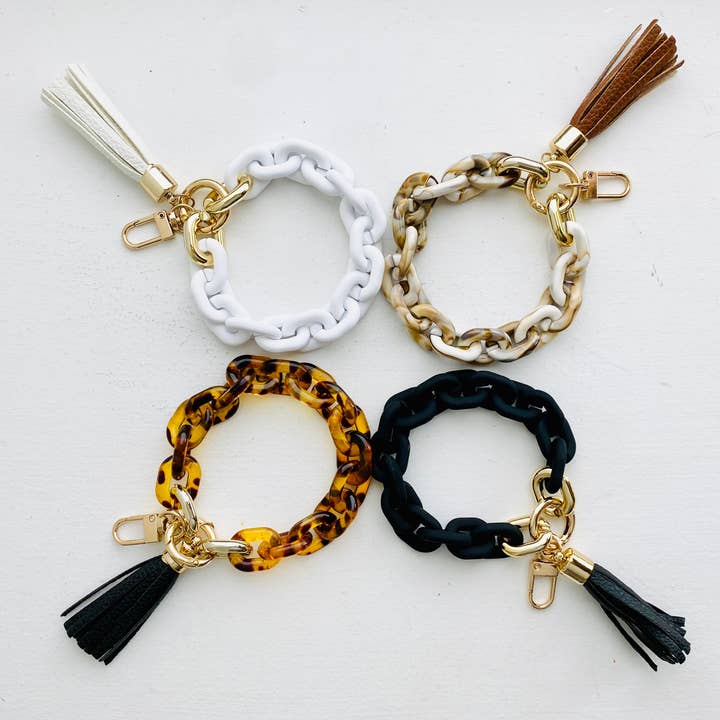 Tiny Gift Society - Wholesale Keychain Bracelet - Chain Link Bangle Keychain | Boho Acrylic Wristlet Key Ring