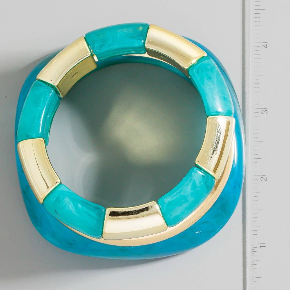 The Looks by Fame Accessories – wholesale Beaded bracelet – Marble Resin Bangles And Beads Bracelet Set2