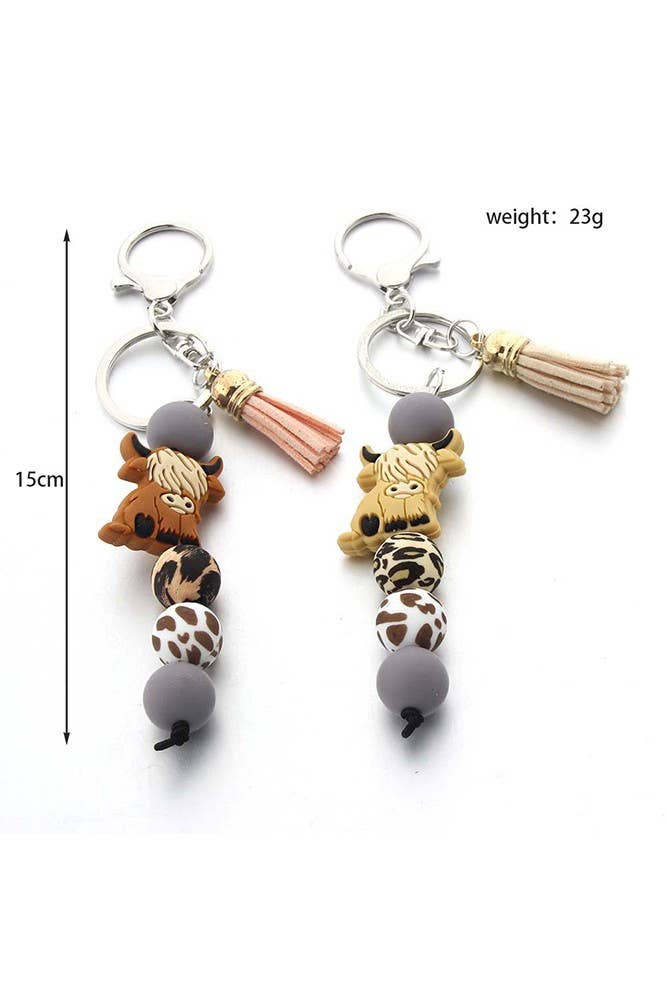 UNISHE – Engroshandel Nøglering - Dame – UNISHE nøglering med højlandskvigebeads og tilbehør ZK12613