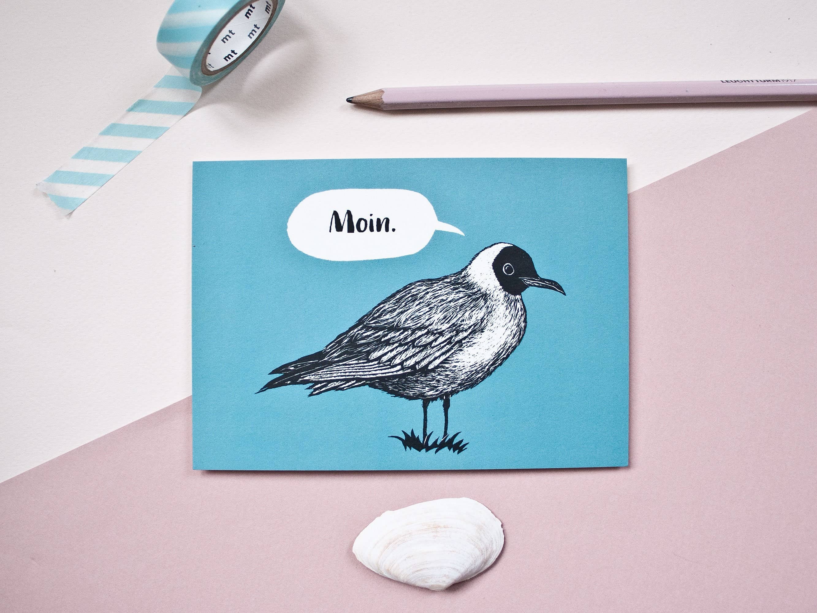 Katja Rub - Vente Cartes postales - Carte postale Mouette Moin, illustration animale2