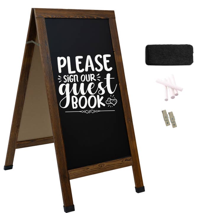 Sunnydaze Decor - Wholesale Chalkboard - 57" x 27" Chalkboard with Chalk and Eraser - Rustic Brown3