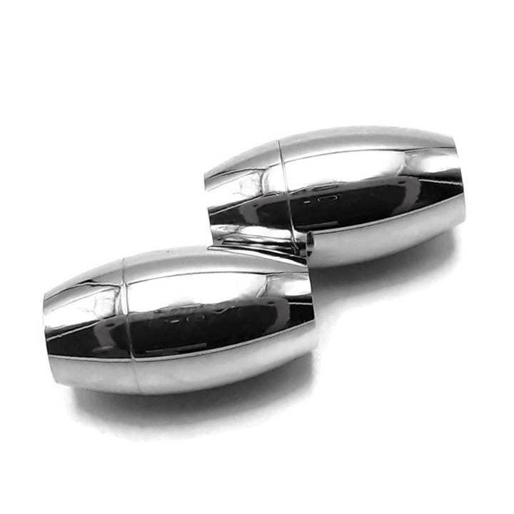 304 Stainless Steel Magnetic Clasp Split Rice Shape 9x17mm 2 Pieces Per Bag for wholesale by CRCBEADS