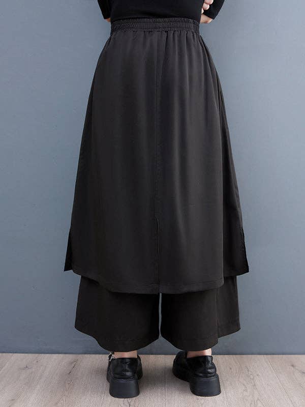 SVART Breda ben beskurna enfärgade avslappnade byxor culotte för wholesale på Faire5