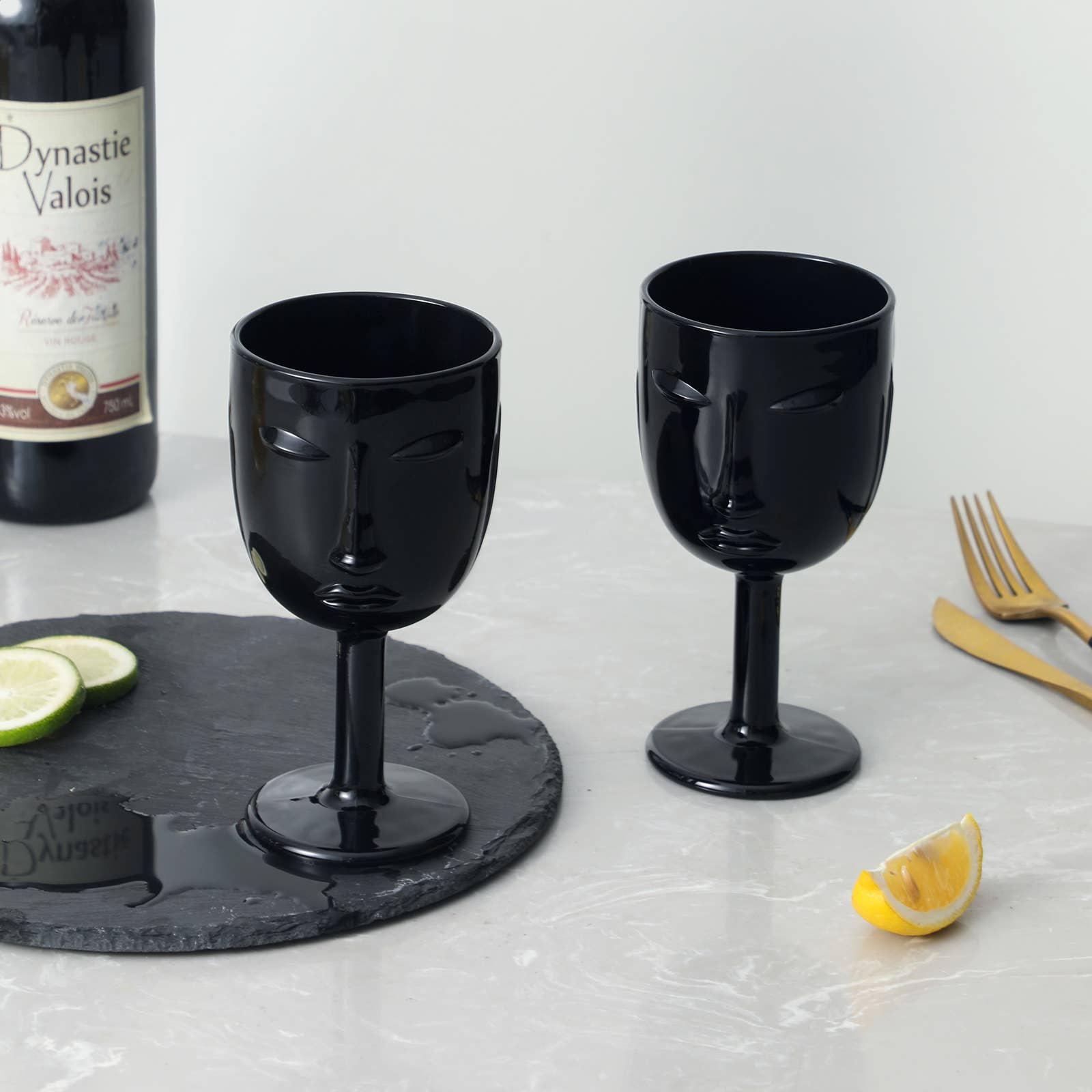 Everest Global - Wholesale Wine Glass - Human Face Black/White Goblet Glasses set of 64