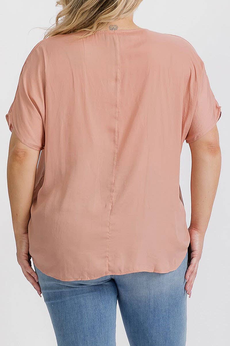 ROUSSEAU - Venta al por mayor Blusa - Mujer - Blusa túnica de manga corta con cuello en V5