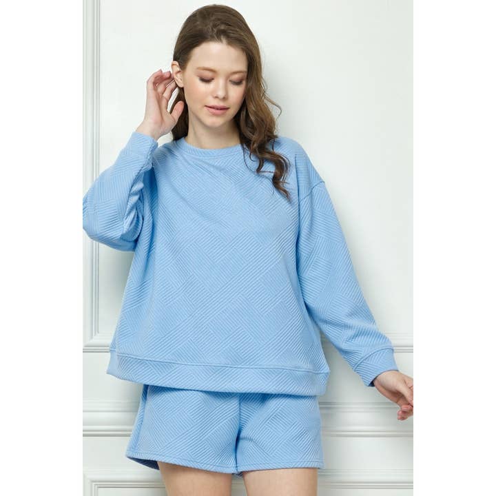 Patterned French Terry Short Sleeve Top for wholesale by Veveret