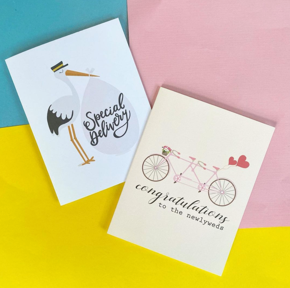 Parcel Island - Wholesale Wedding Card - Congratulations to the Newlyweds, Wedding Bike Greeting Card2