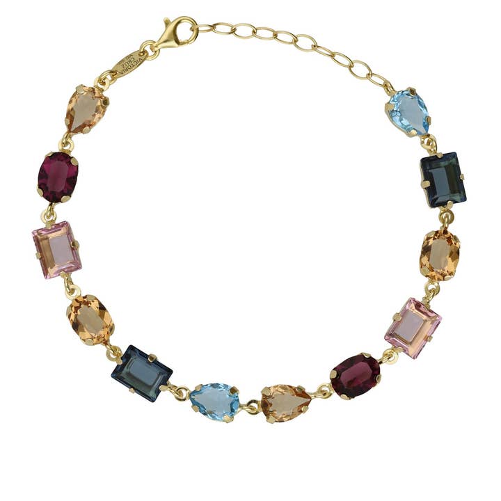 Pulsera Borea con cristal multicolor en Plata baño Oro para venta al por mayor de Victoria Cruz