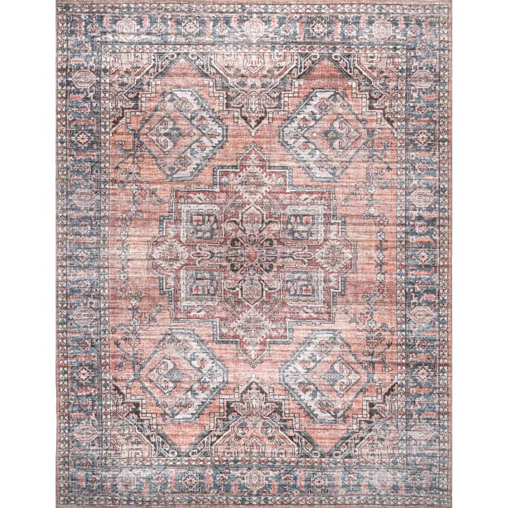 Gray Maple Machine Washable Floral Medallion Area Rug for wholesale on Faire10