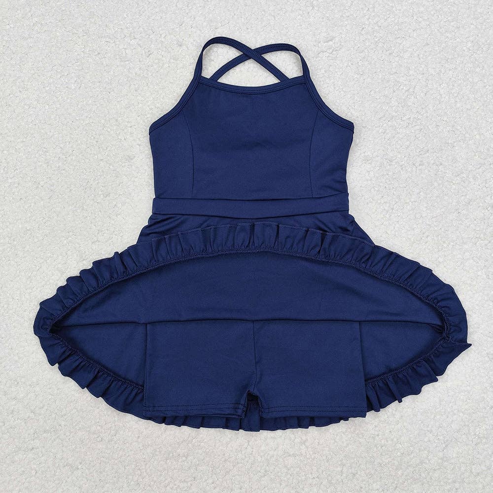 Aier Wholesale - Wholesale Athletic Dress - Kids - Baby Girls Navy Athletic Active Wear Knee Length Dresses1