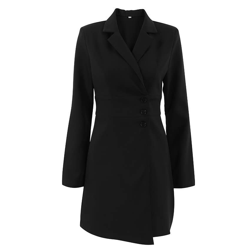 Black V-neck Blazer Dress for wholesale on Faire9