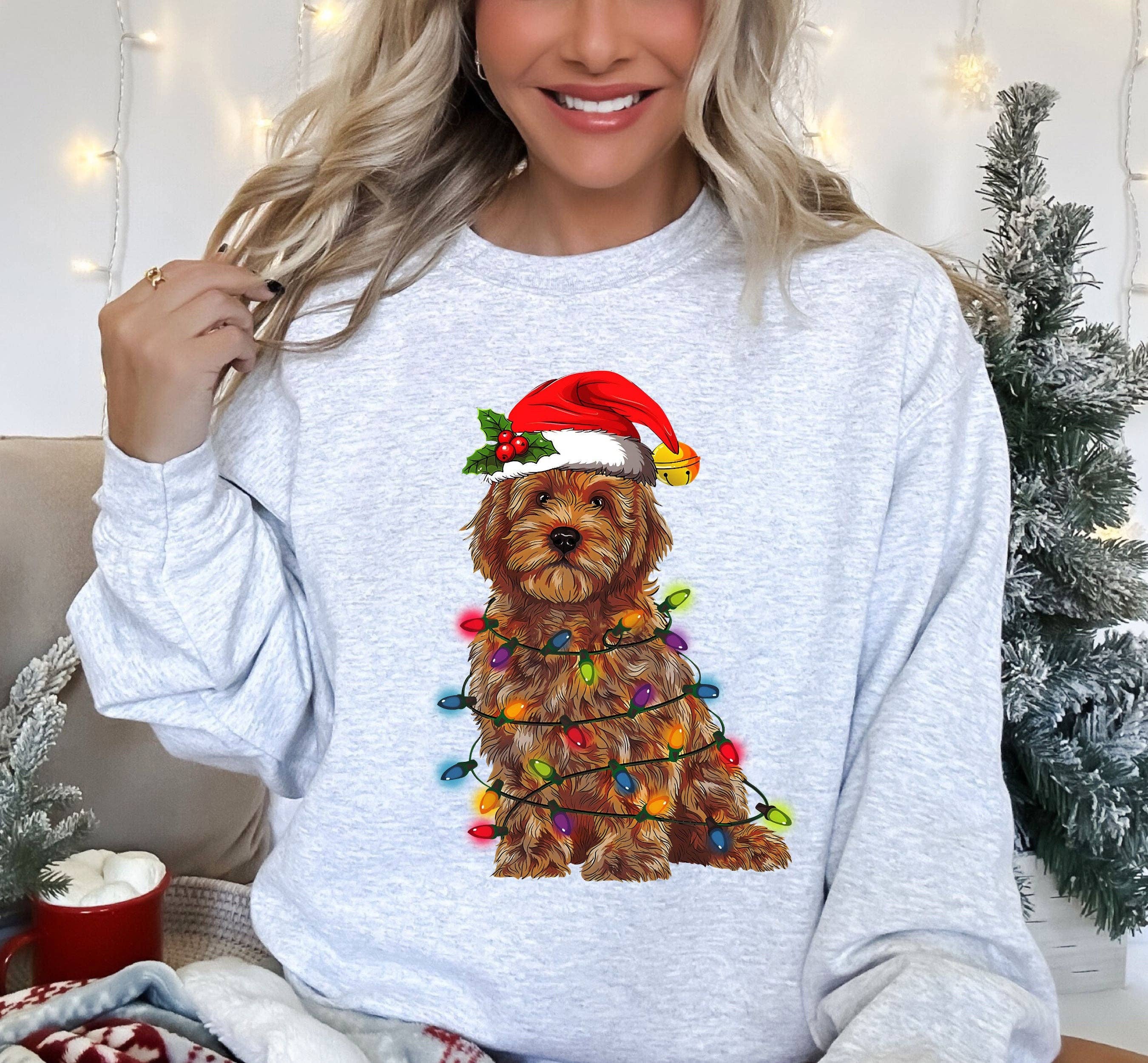 Up2ournecksinfabric - Wholesale Graphic Sweatshirt - Women's - Christmas Golden Doodle Sweatshirt Gift for Dog Mom0