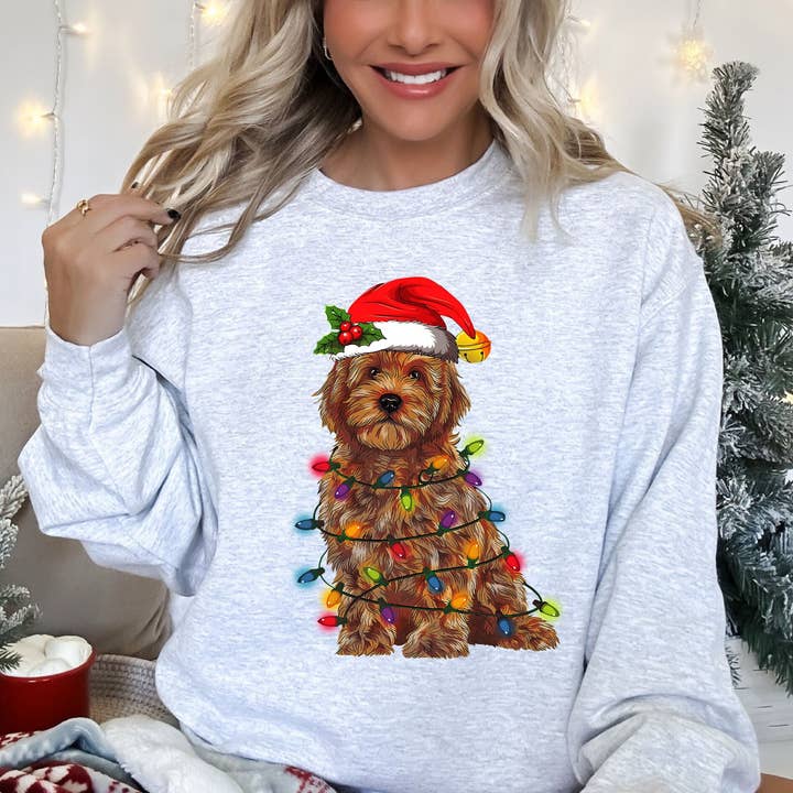 Up2ournecksinfabric - Wholesale Graphic Sweatshirt - Women's - Christmas Golden Doodle Sweatshirt Gift for Dog Mom0