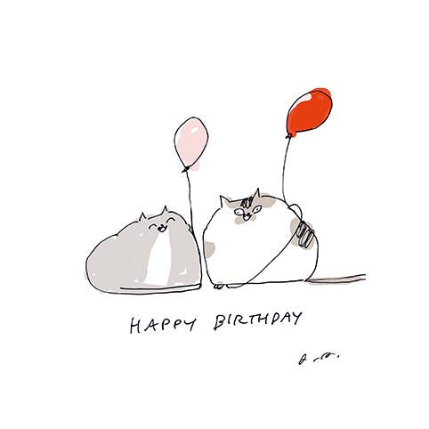 Ballons Chats - Carte d'anniversaire 5 x 7 - JS1962 pour la vente par Nelson Line