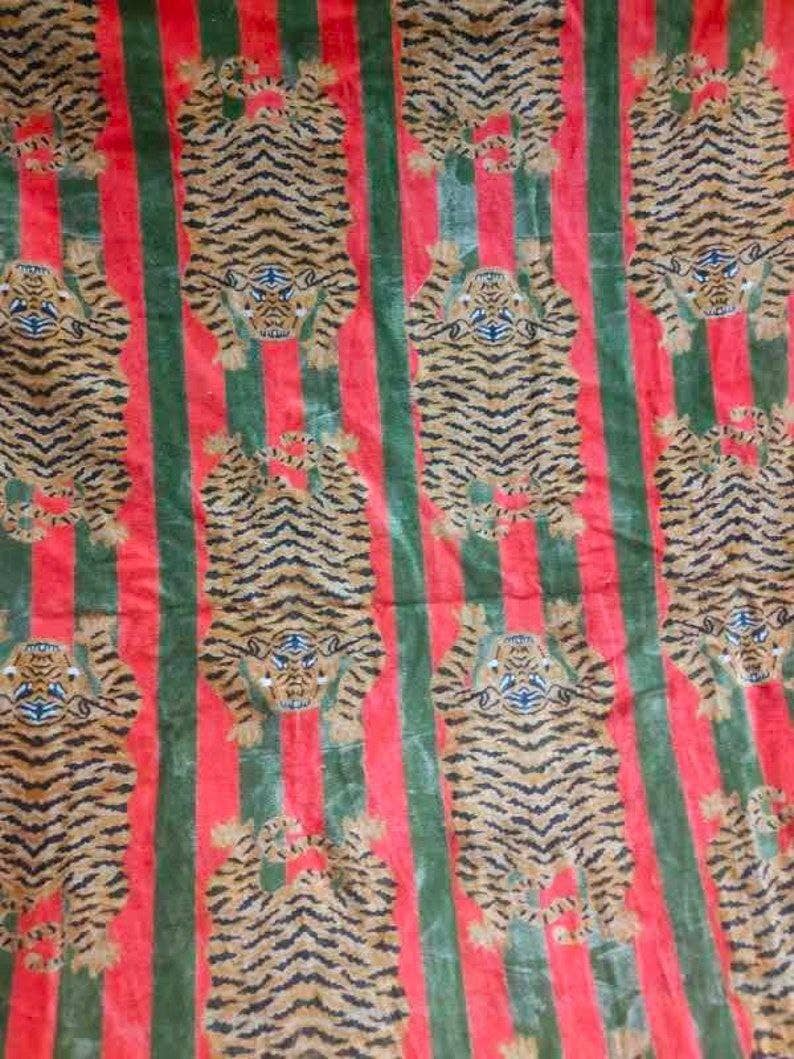 bhavnas boutique – wholesale Fabric paint – Tibetan Tiger Print Hand Printed Fabric By The Yard Running3