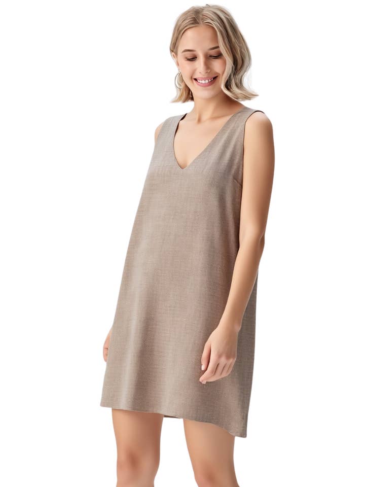 BR55626 SLEEVELESS V- NECK MINI DRESS for wholesale by Becky Rose