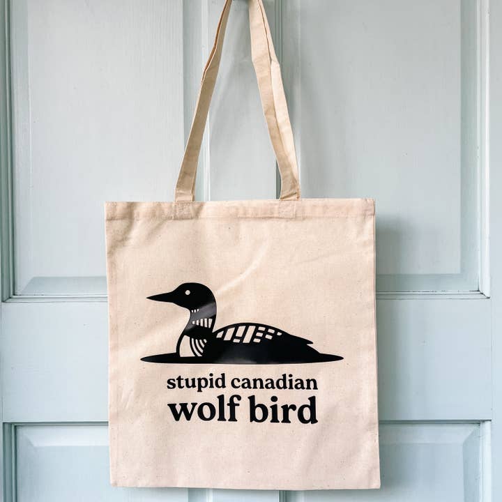 Stupid Canadian Wolf Bird - Heated Rivalry Canvas Tote Bag for wholesale by Love Her Work