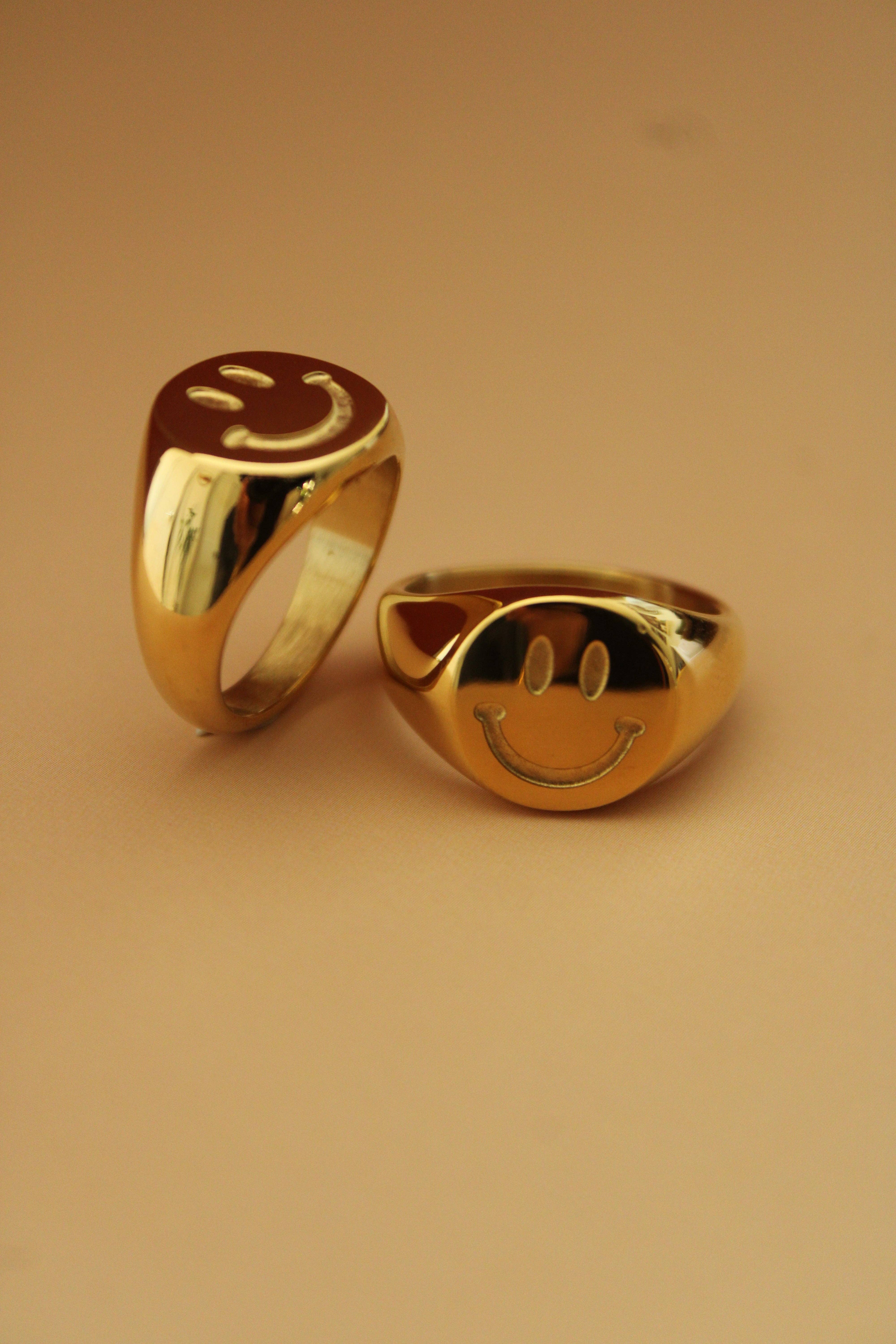 24th & Gold - Wholesale Band/Stacked Ring - Smiley Ring2