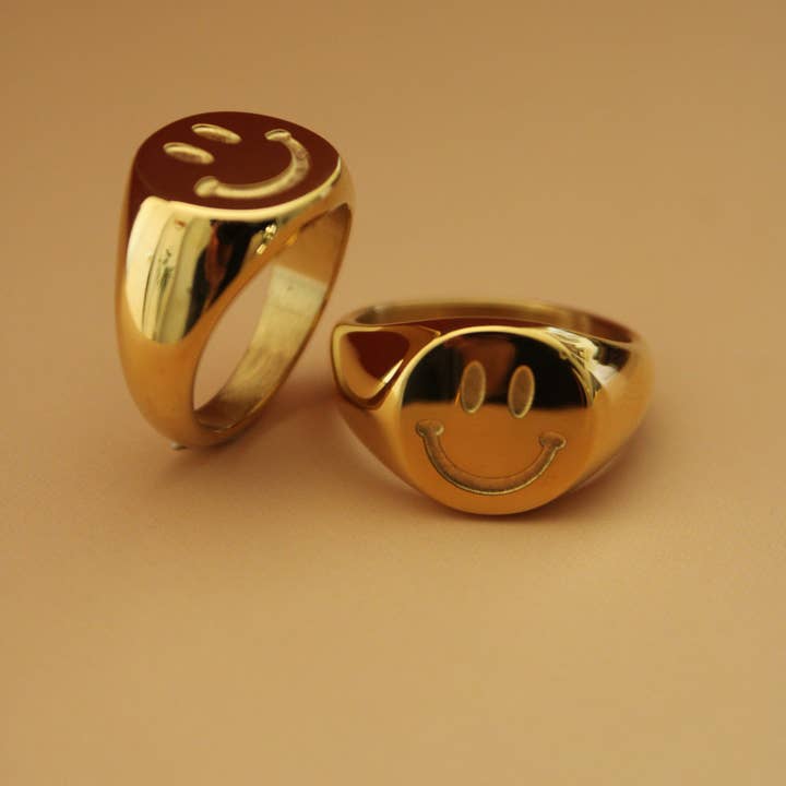 24th & Gold - Wholesale Band/Stacked Ring - Smiley Ring2
