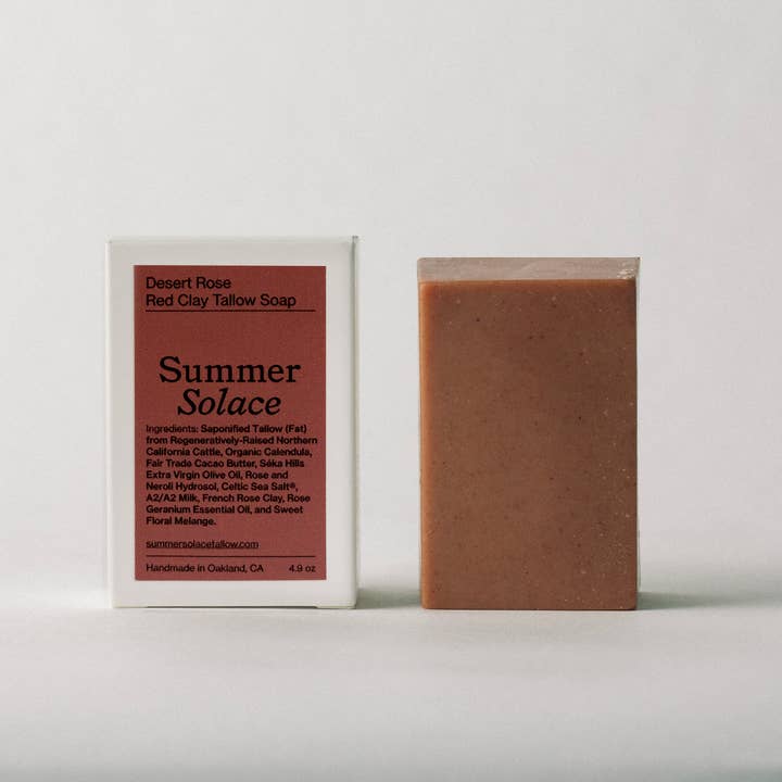 SUMMER SOLACE- Regenerative Tallow Beauty - Wholesale Bar Soap - Desert Rose Soap – Floral & Clay Infused, 4.9 oz6