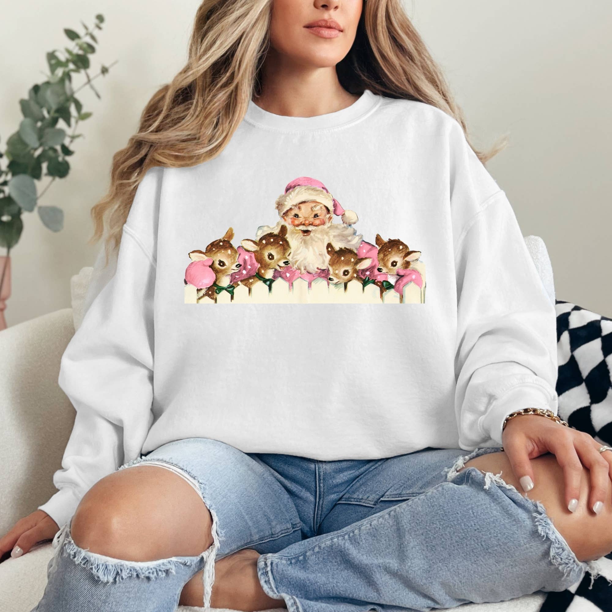 DTF Office - Wholesale Sublimation Transfer - Vintage Pink Santa Reindeer DTF Transfer4