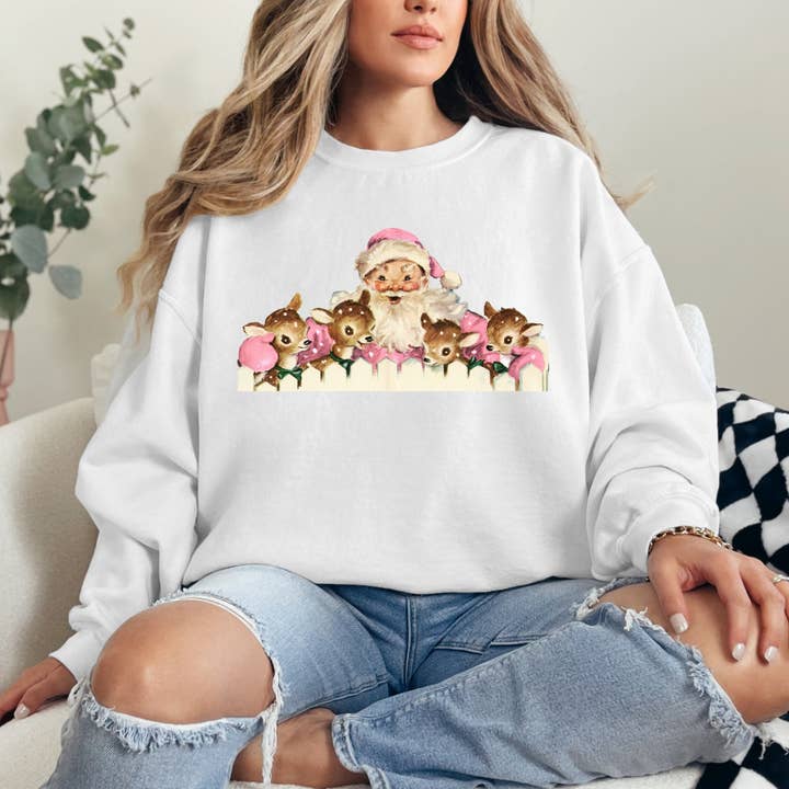 DTF Office - Wholesale Sublimation Transfer - Vintage Pink Santa Reindeer DTF Transfer4