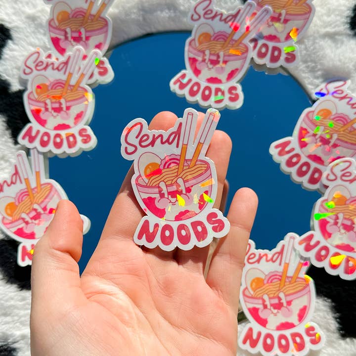 "Send Noods" Holographic Sticker for wholesale by Elizzie