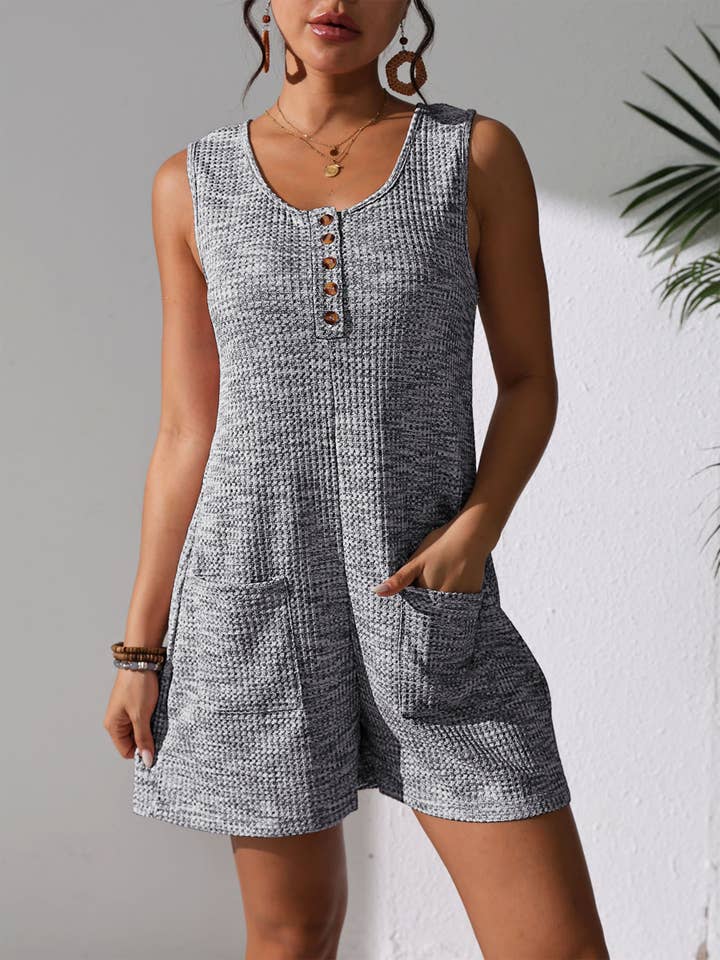 Wholesalesir - Wholesale Romper - Women's - Casual Button Pocket Sleeveless Jumpsuit2