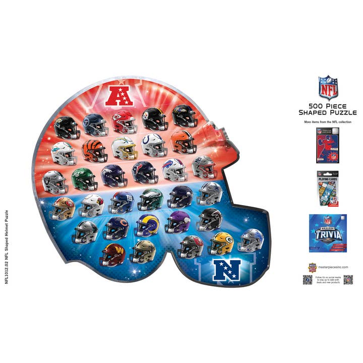 Masterpieces Puzzles - Wholesale Puzzle - Adult - NFL - Teams Helmet 500 Piece Shaped Puzzle
