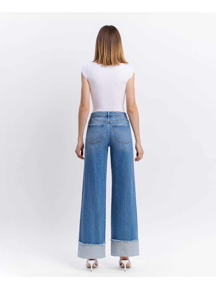 ADORE YOU HIGH RISE CUFFED WIDE JEANS T6684 for wholesale on Faire