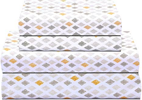 Feather & Stitch New York - Vente Parures de lit - Ensemble de draps en percale 100 % coton, 300 fils (4 pièces)1