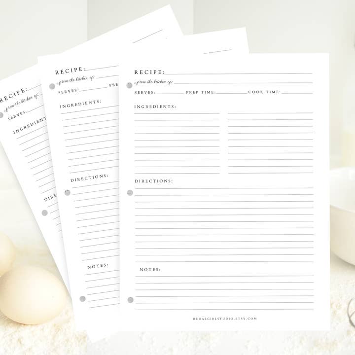 Recipe Binder Filler Paper Package-Minimalist design for wholesale by Rural Girl Studio