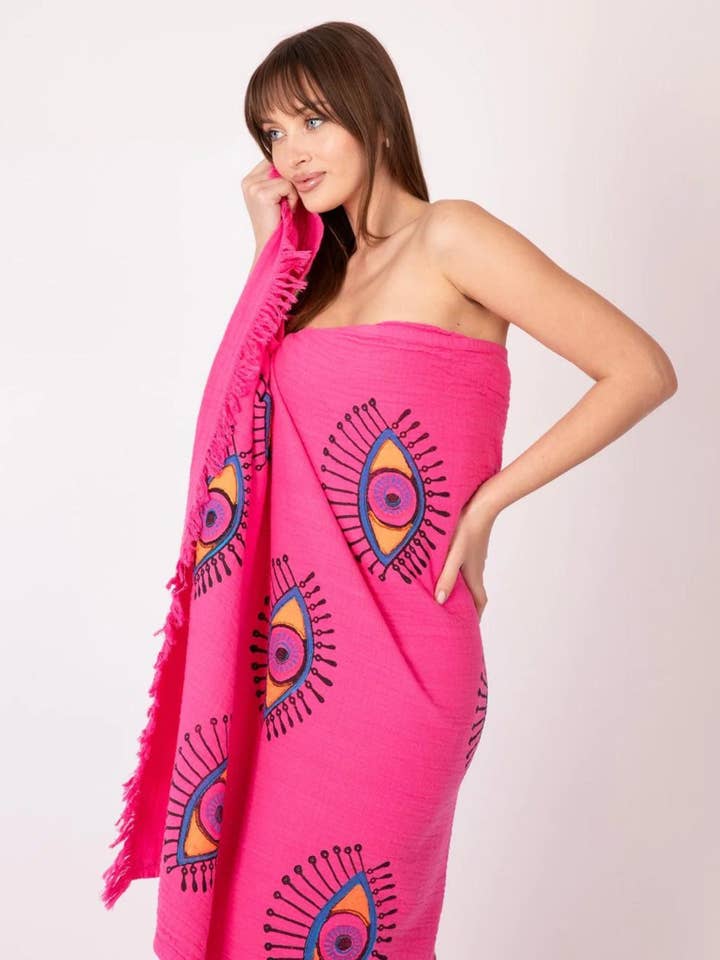 EYE Peshtemal in Pink for wholesale by Meraki Beach