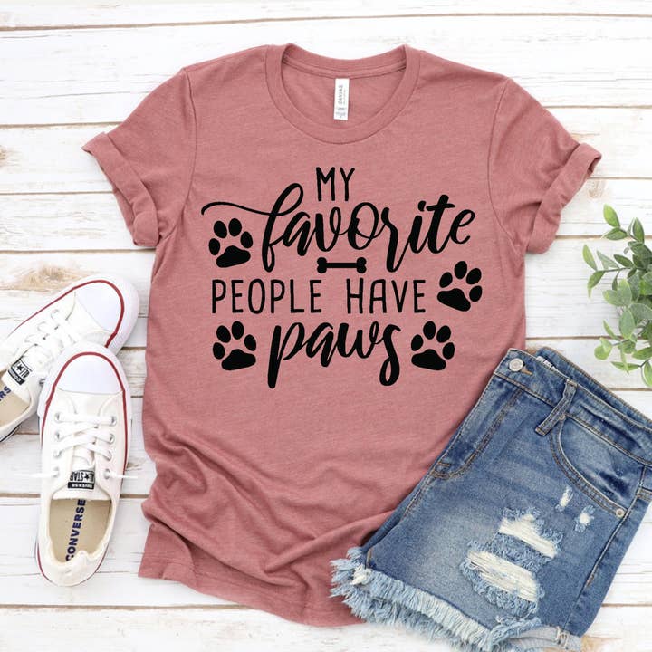 Printliss - Wholesale Screen Printed T-Shirt - Women's - My Favorite People Have Paws T-shirt - Bella Canvas