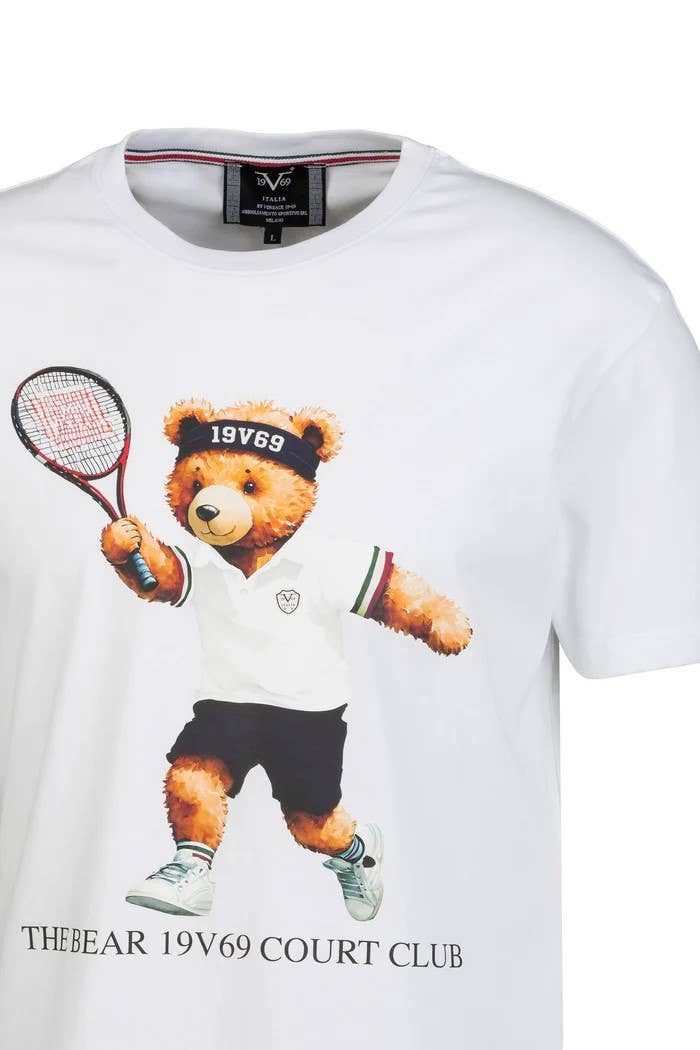 Versace 19.69 Abbigliamento Sportivo SRL - Vendita all'ingrosso Maglietta serigrafata - Uomo - T-shirt RAFAEL Tennis Teddy a girocollo - bianca2
