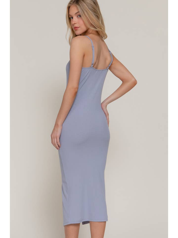 Active Basic | Active USA - Wholesale Jurk - Dames - Cami midi-jurk met knoopsluiting en rib10